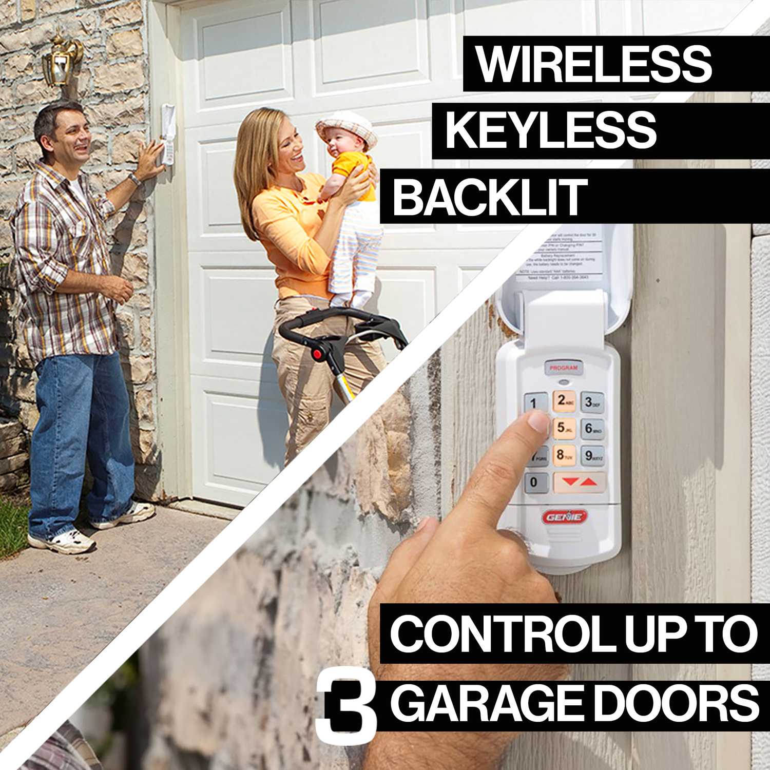 Genie 3 Door Wireless Keyless Entry System For Compatible With Genie