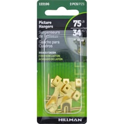 HILLMAN Brass-Plated Gold Professional Picture Hanger 75 lb 2 pk