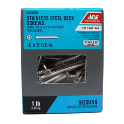 Ace No. 10 X 2-1/2 in. L Square Flat Head Deck Screws 1 lb 80 pk