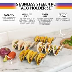 Taco Tuesday Silver Stainless Steel Taco Holder Set