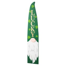 Glitzhome St Patrick's Lucky Gnome Porch Sign Decor MDF 1 pc