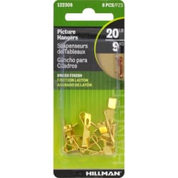 HILLMAN Brass-Plated Gold Conventional Picture Hanger 20 lb 8 pk