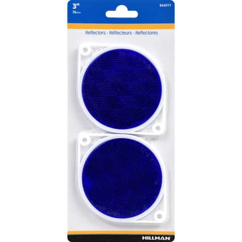 Hillman 3 in. Round Blue Reflectors 2 pk Hillman 3 in. Round Blue Reflectors 2 pk
