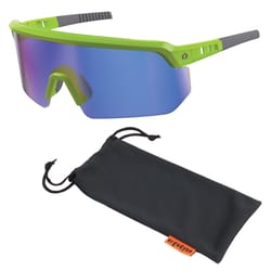 Ergodyne Skullerz AEGIR Safety Glasses Blue Mirror Lens Green Frame 1 pk