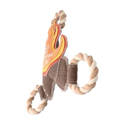 Pavilion We People Brown/Orange Cotton Camp Fire Squeak Dog Toy 12 in. 1 pk