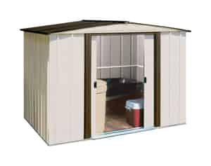 Arrow  Newburgh  6 ft. H x 8 ft. W x 6 ft. D White  Galvanized Steel  Storage Shed 