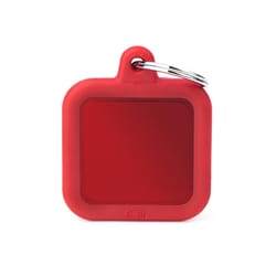 MyFamily Hushtag Red Square Aluminum Dog Pet Tags Medium