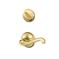 Schlage F Series Flair Bright Brass Handleset 1-3/4 in.