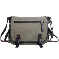 Mad Man Army Green Slick Messenger Bag 12.5 in. H X 12.25 in. W