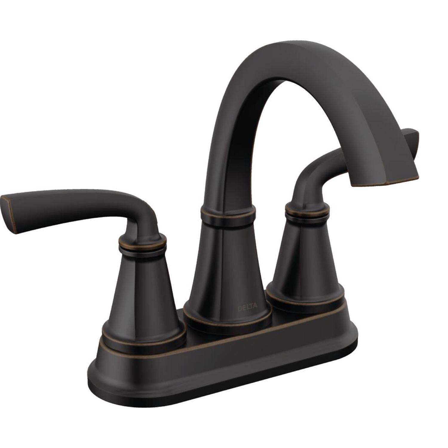 Delta Geist Oil Rubbed Bronze Centerset Bathroom Sink Faucet 4 in ...