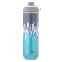 Polar Bottle Breakaway 24 oz Slate Blue/Turquoise BPA Free Zipper Insulated Water Bottle