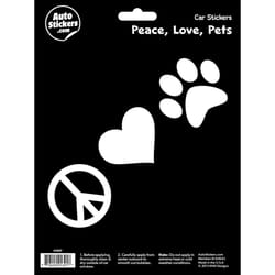 Decalcomania Peace, Love, Pet Symbols Car Sticker Vinyl 1 pk