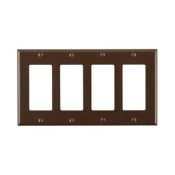 Leviton Brown 4 gang Thermoset Plastic Decorator Wall Plate 1 pk