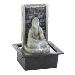 Zingz & Thingz Polyresin Black/Gray 11.25 in. H Buddha Cascading Table Top Fountain