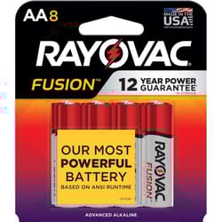 Rayovac Fusion AA Alkaline Batteries 8 pk Carded