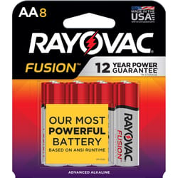 Rayovac Fusion AA Alkaline Batteries 8 pk Carded