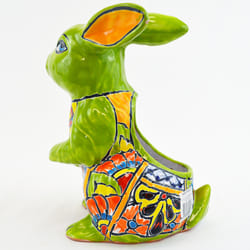 Avera Products Talavera 11.5 in. H X 7 in. W Ceramic Standing Rabbit Planter Multicolored