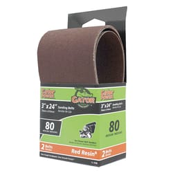 Gator 24 in. L X 3 in. W Aluminum Oxide Sanding Belt 80 Grit Medium 2 pc