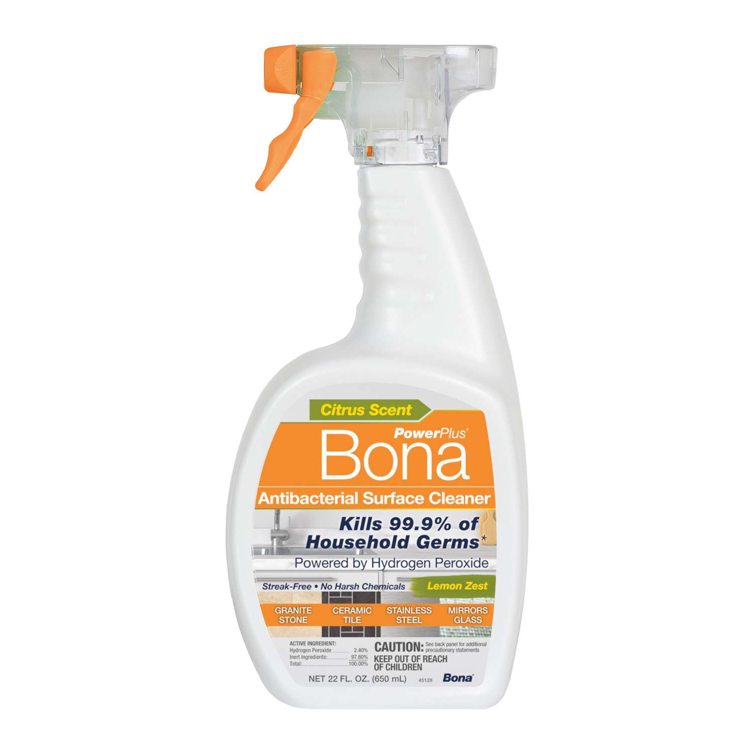 Bona PowerPlus Lemon Zest Scent Antibacterial Cleaner Liquid Spray 22 oz Ace Hardware