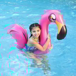 PoolCandy Pink PVC/Vinyl Inflatable Flamingo Ride-On Noodle
