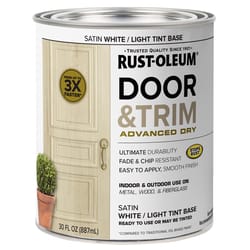Rust-Oleum Stops Rust Satin White Tint Base Door Paint Exterior and Interior 1 qt