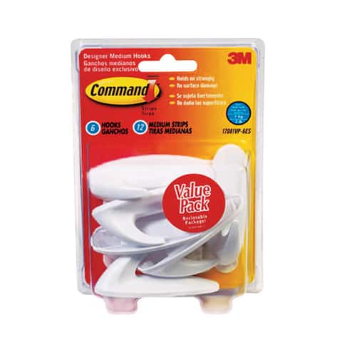 COMMAND MEDIUM HOOKS PACK OF 6