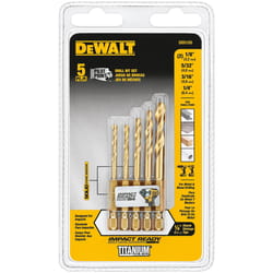 DeWalt Titanium Impact Ready Drill Bit Set Quick-Change Hex Shank 5 pc