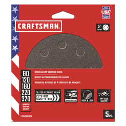 Craftsman 5 in. Ceramic Hook and Loop Sanding Disc Assorted Grit 5 pk