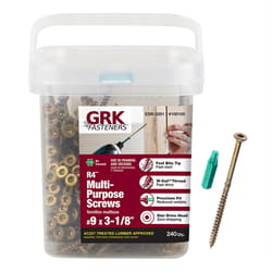 GRK Fasteners R4 No. 9 X 3-1/8 in. L Star Coated W-Cut Multi-Purpose Screws 1900 pk