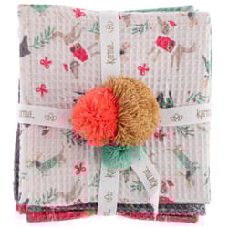 Karma Holiday Assorted Cotton Waffle Weave Dog Dish Cloth 4 pk
