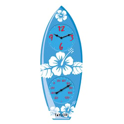 Taylor Surfboard Clock/Thermometer Resin Blue 12 in.
