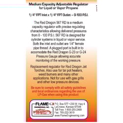 Flame Engineering Steel Adjustable Pressure Regulator
