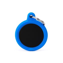 MyFamily Hushtag Black/Blue Circle Aluminum Dog Pet Tags Medium