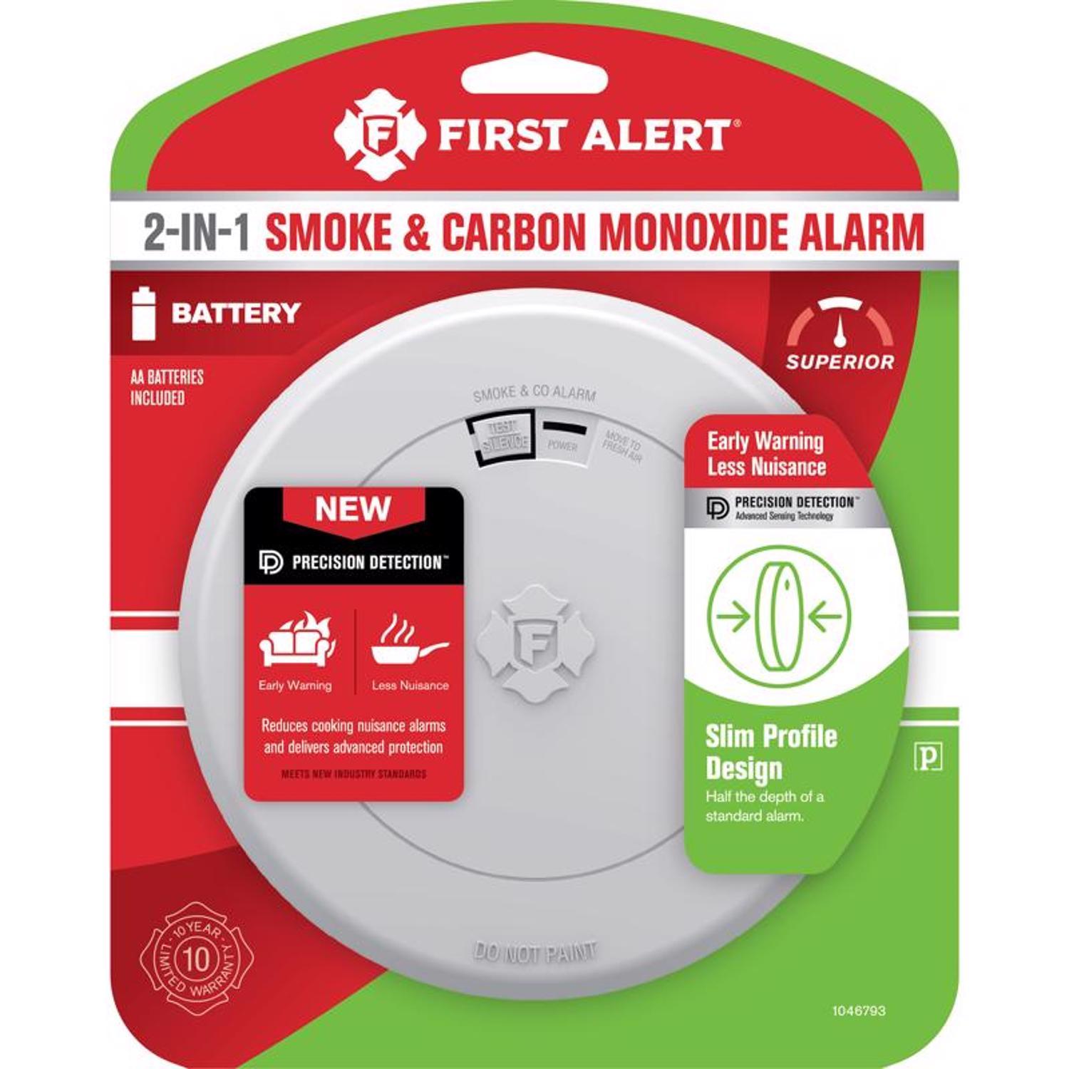 Photos - Security Sensor First Alert Slim Battery-Powered Photoelectric Smoke and Carbon Monoxide D 