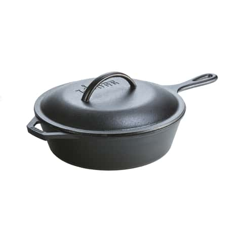 Carolina Cooker 12 Cast Iron Deep Skillet with Glass Lid