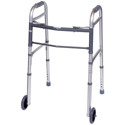 Carex Health Brands Gray Folding Walker W/Wheels Aluminum 37 in. H X 18.63 in. L