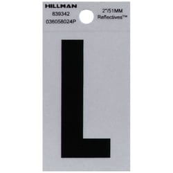 HILLMAN 2 in. Reflective Black Vinyl  Self-Adhesive Letter L 1 pc