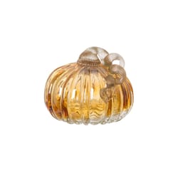 Glitzhome 4.72 in. Glass Pumpkin Tabletop Decor