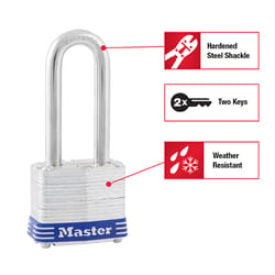 Master Lock 1-5/16 in. H X 1-5/8 in. W X 1-9/16 in. L Laminated Steel Double Locking Exterior Padloc