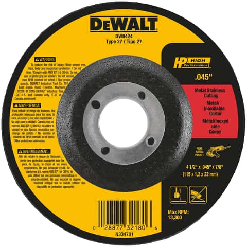 DeWalt High Performance 4 1 2 in. D X 7 8 in. Aluminum Oxide Cut