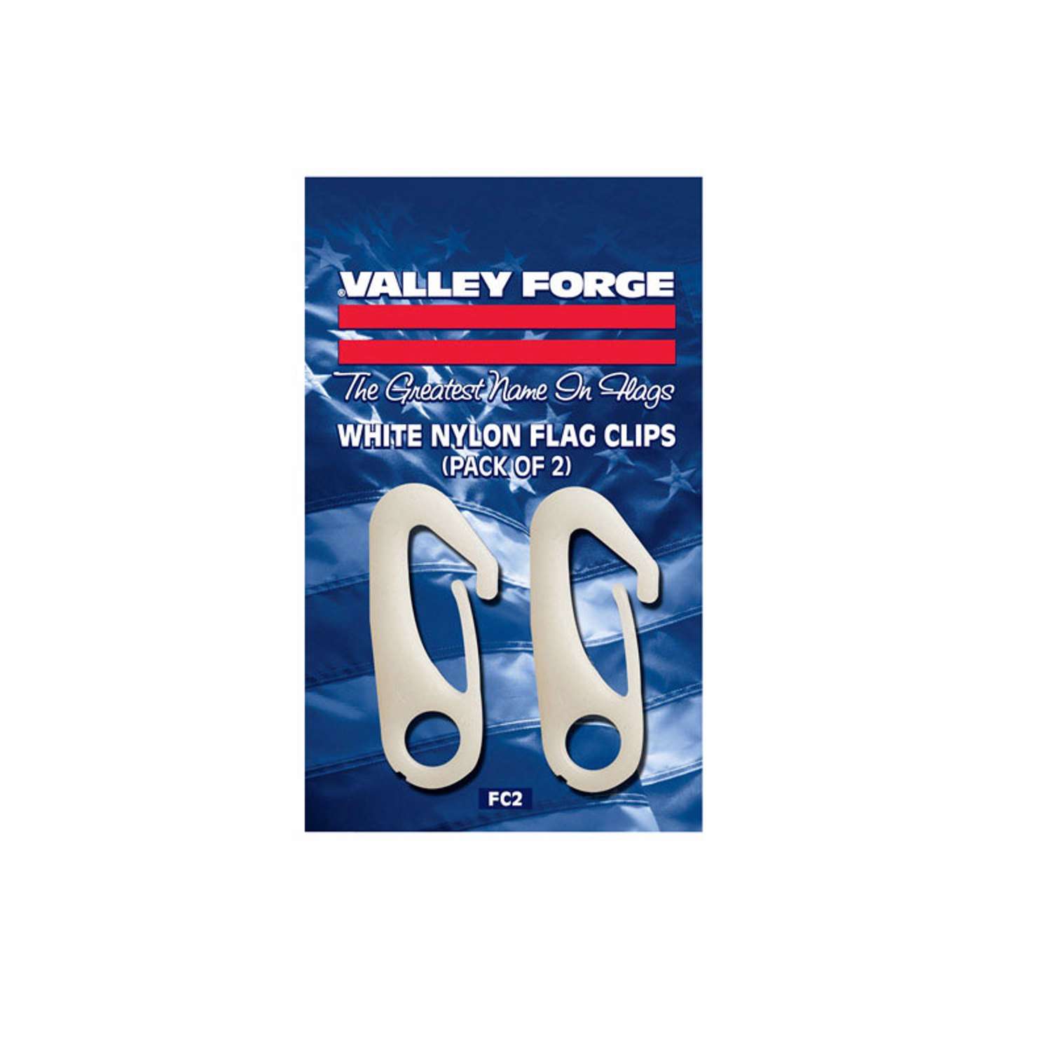 3~ FC2 Valley Forge Set/2 White Nylon Flag Snap Clips Prevents Clanging on Pole 