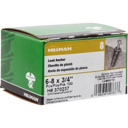 HILLMAN .138 in. D X 3/4 in. L Lead Round Head Ribbed Anchor 100 pk