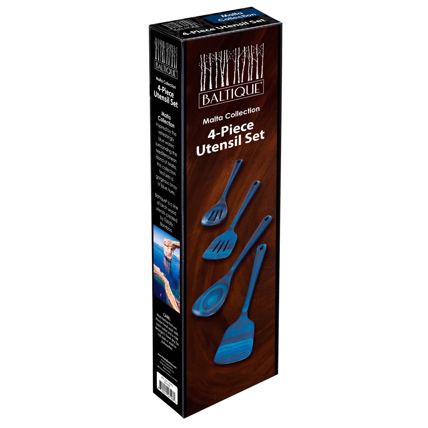 Totally Bamboo Baltique Black/Blue Birch Wood Utensil Set Sansujyuku sansujyuku.com