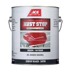 Ace Rust Stop Indoor/Outdoor Satin Black Oil-Based Enamel Rust Prevention Paint 1 gal