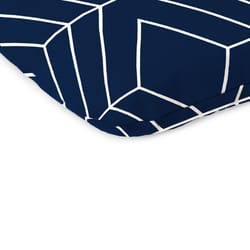 Jordan Manufacturing Navy Blue/White Geometric Polyester Seat Cushion 3 in. H X 15 in. W X 18 in. L