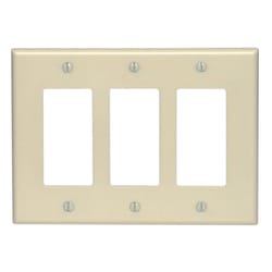 Leviton Ivory 3 gang Thermoplastic Nylon Decorator Wall Plate 1 pk