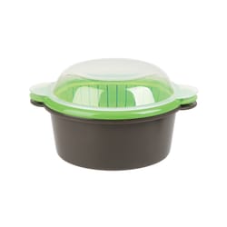 Progressive Prep Solutions Green/Gray Polypropylene Microwave Steamer/Strainer W/Lid 2 cups