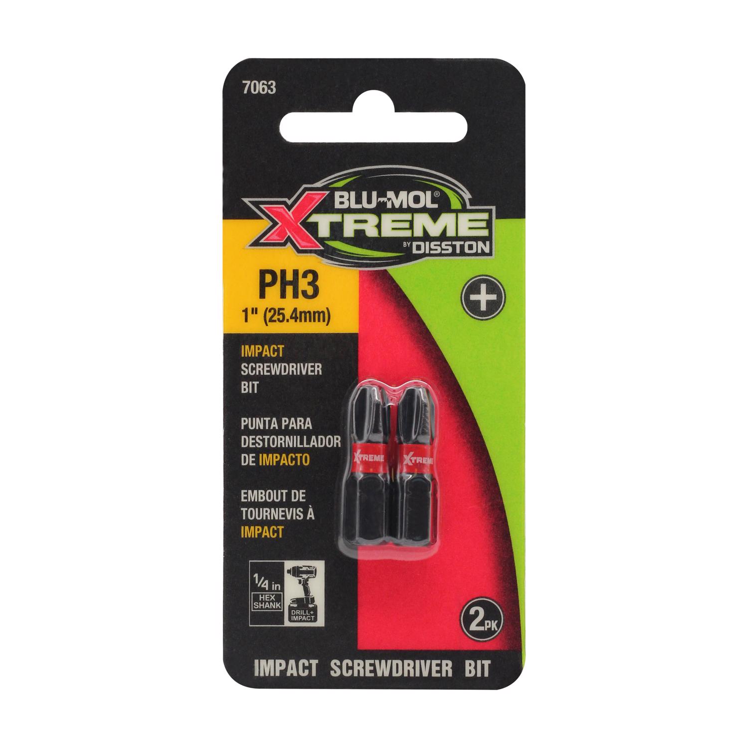 Blu-Mol Xtreme Phillips #3 X 1 in. L Screwdriver Bit S2 Tool Steel 2 pc ...