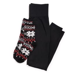 Muk Luks Women's Legging/Cozy Sock Set Assorted Black/White