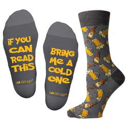 Two Left Feet Unisex Bring me a Cold one S Novelty Socks Multicolored